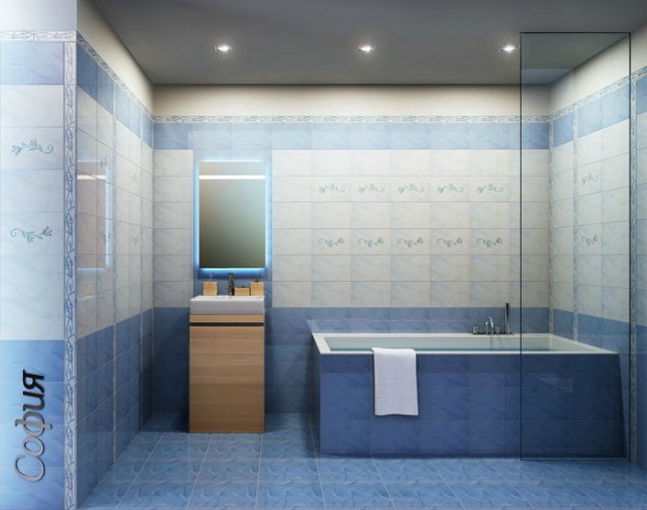 Коллекция плитка для ванной комнаты София голубая 20х30